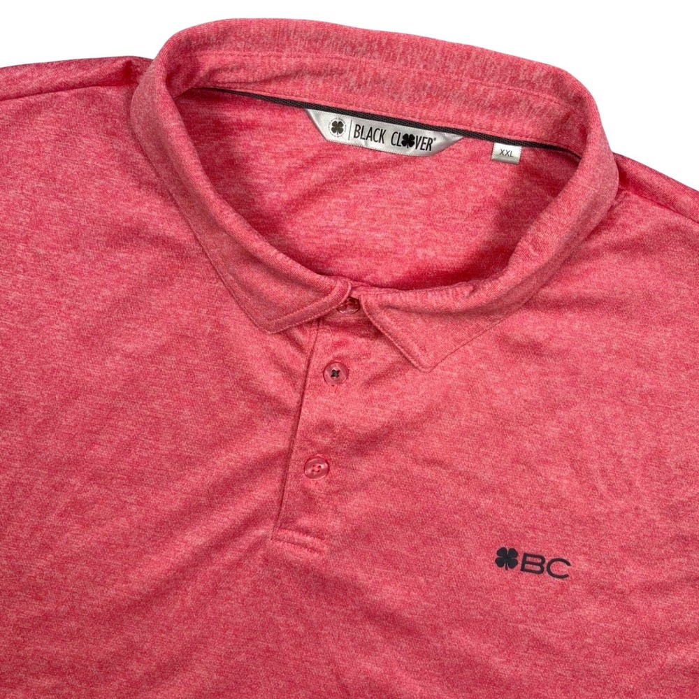 Black Clover Polo Men‎ XXL Salmon Pink Heathered Live Lucky Performance Golf